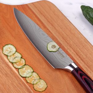 KOCHMASTER Chef Knife Professional 8" ,Kitchen Knife Ultra Sharp with Sheath,Made of High Carbon German Steel and Pakka Wood Handle with Gift Box Packing,The Ideal Choice for Kitchen & Restaurant