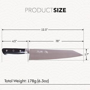 JCK ORIGINAL Kagayaki Japanese Chef’s Knife, KN-3 Professional Kiritsuke-Gyuto Knife, R-2 Special Steel Pro Kitchen Knife with Ergonomic Pakka Wood Handle, 7.8 inch