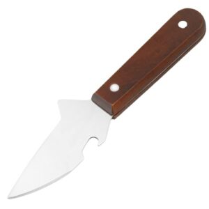 labstandard oyster scallop shucking knife，stainless steel blade and oak wood handle with unique opening design (beech wood)