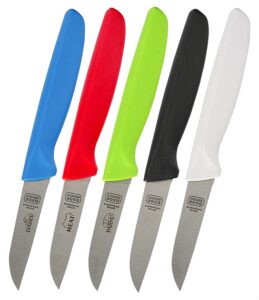 the kosher cook paring knife 5-piece set - 3 inches - sharp kitchen knife - ergonomic handle, pointed tip - color coded kitchen tools