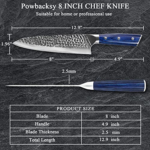 Chef Knife, 8 Inch Professional Kitchen Knife, High Carbon Stainless Steel Sharp Knife, Super Sharp Chefs Knives with Ergonomic Handle and Gift Box for Family and Restaurant, Chef gifts, Blue