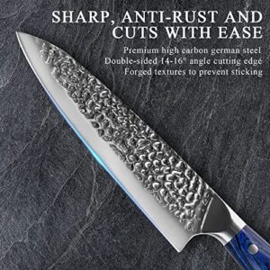 Chef Knife, 8 Inch Professional Kitchen Knife, High Carbon Stainless Steel Sharp Knife, Super Sharp Chefs Knives with Ergonomic Handle and Gift Box for Family and Restaurant, Chef gifts, Blue