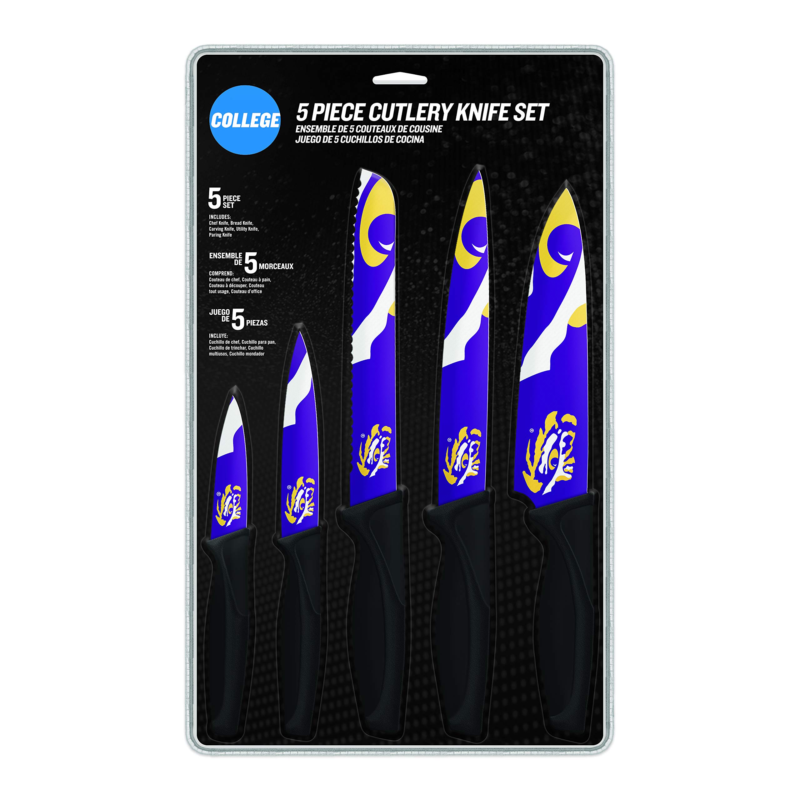 The Sports Vault NCAA LSU Tigers 5-Piece Kitchen Knife Set