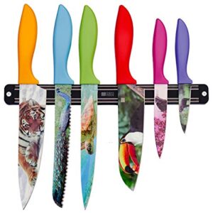 chef's vision wildlife knife set bundled with behold wall-mounted magnetic holder black