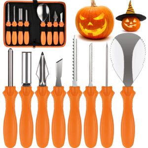 pumpkin carving kit tools，halloween pumpkin decorating kit carving knife - 8pcs pumpkin sculpting tools professional stainless steel heavy duty knife pumpkin carving sets