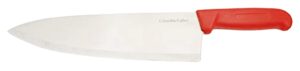 10" columbia cutlery commercial chef / cook knife - red fibrox handle - razor sharp and dishwasher friendly
