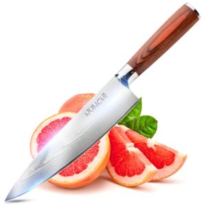 chef kitchen knife - professional japanese damascus 8 inch blade with vg-10 stainless steel, beautiful handcrafted 67 layer ultra sharp
