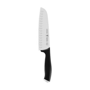 henckels silvercap razor-sharp hollow edge santoku knife 7-inch, german engineered informed by 100+ years of mastery, black/stainless steel