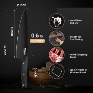 Huusk Upgraded Knife Japan Kitchen Caveman Knife Bundle with AUS 8 Stainless Steel Japanese Chef Knife