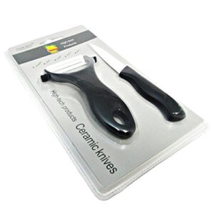 ceramic knife and ceramic vegetable peeler set - black - new in packaging!