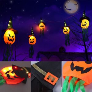 pxwodoft Halloween Pumpkin Lights,10ft Battery Operated 5 LEDs Halloween Decorations Outdoor Indoor String Lights, Scary Hanging Lighted Ghost Wizard Hat Decoration for Patio Garden Home Party Decor