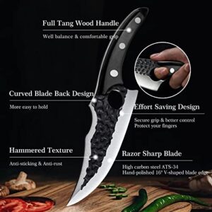 WUELY Chef Knife Viking Knife with Sheath Japanese Forged Kitchen Knives Multipurpose Meat Cleaver Boning Knife with Sheath and Gift Box for Kitchen Outdoor Camping BBQ