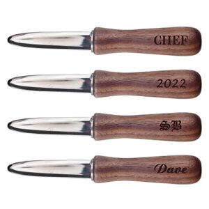 sabo personalized oyster shucking knife custom engraved clam knife with stainless steel blade and wooden handle grip set of 4