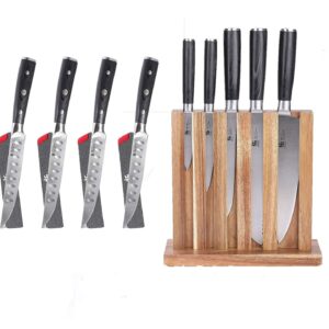 Kyoku Samurai Series 5" Steak Knives Set of 4 + 5-Knife Set with Block - Japanese High Carbon Steel