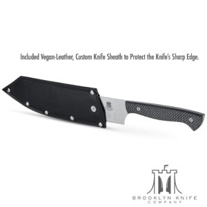 Brooklyn Knife Co. Santoku Knife - Carbon Fiber Series - Japanese AUS-08 HC Super Steel -Sheath, 7-Inch