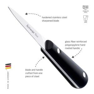 Triangle Germany Oyster Knife, Professional-grade Design with Riveted Ergonomic Handle and Continuous Blade, Dishwasher Safe Stainless Steel