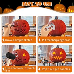 Halloween Pumpkin Carving Kit, Stainless Steel Pumpkin Carving Tools with Rubber Hammer, Safe Halloween Carving Kit for Kids Adults