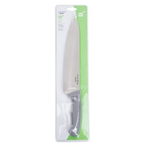 Restaurantware Comfy Grip 10 Inch Chef's Knife, 1 Sharp Cooking Knife - Ergonomic Handle, Non-Slip Grip, Gray Stainless Steel Kitchen Knife, Dishwashable, Slice, Dice, Mince, or Chop Ingredients