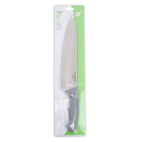 Restaurantware Comfy Grip 10 Inch Chef's Knife, 1 Sharp Cooking Knife - Ergonomic Handle, Non-Slip Grip, Gray Stainless Steel Kitchen Knife, Dishwashable, Slice, Dice, Mince, or Chop Ingredients