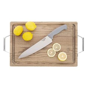 Restaurantware Comfy Grip 10 Inch Chef's Knife, 1 Sharp Cooking Knife - Ergonomic Handle, Non-Slip Grip, Gray Stainless Steel Kitchen Knife, Dishwashable, Slice, Dice, Mince, or Chop Ingredients