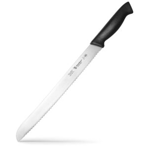 humbee cusine pro, 12 inch bread knife, serrated knife wave razor-sharp blade comfortable grip dishwasher safe, nsf certified,black