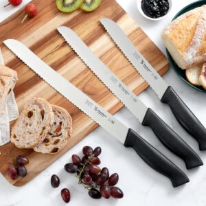 HUMBEE Cusine Pro, 12 inch Bread Knife, Serrated Knife Wave Razor-Sharp Blade Comfortable Grip Dishwasher Safe, NSF Certified,Black