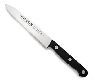 arcos paring knife 5 inch stainless steel. serrated tomato knife for cutting and chopping. ergonomic polyoxymethylene handle and 130mm blade. series universal. color black