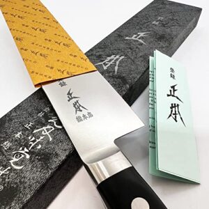 MASAMOTO VG Japanese Santoku Knife 7" (180mm) Made in JAPAN, Bunka Professional All Purpose Kitchen Knife, Super Sharp Japanese Stainless Steel Blade, Full Tang POM Handle, Black