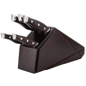 chef knife set, karcu 6-piece professional german steel kitchen knife block sets, brown