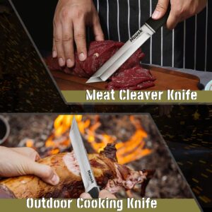 Huusk Upgraded Chef Knives Bundle with Kitchen Utility Knife Outdoor Camping Cooking Knife with Leather Sheath and Gift Box