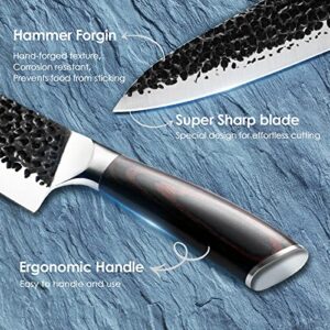 Chef Knife,8 Inch Professional Kitchen Knife, Japanese AUS-10 High Carbon Steel Sharp Meat Cutting Knife,Multi-Purpose Cooking Knife,Hammered Finish Chopping Knife with Ergonomic Handle and Gift Box