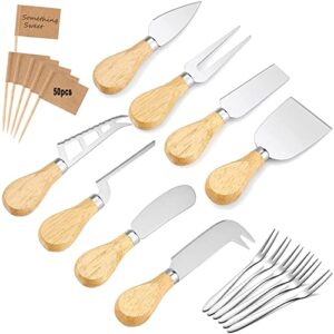 8-piece cheese knife set,cheese knives butter knife stainless steel handle cheese slicer charcuterie utensils cheese butter spreader knife set for cheese cake pizza cold butter jam pastry making