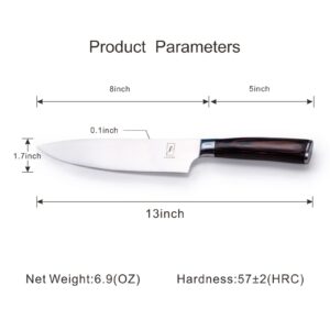LEERUC Professional Japanese Chef's Knife - Premium High Carbon German Stainless Steel Kitchen Knifes 8 Inch Paring Knife Meat Knife with Ergonomic Handle and Gift Box, Ultra Sharp
