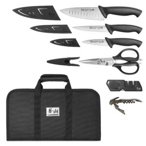cangshan horizon series 1026689 swedish 14c28n steel 7-piece travel knife bag set
