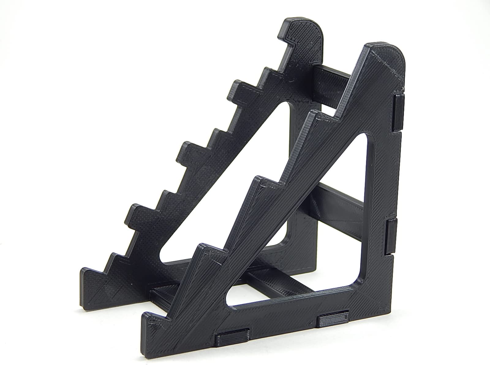 Black Knife Display Stand Rack Holder Organizer For 4 Pocket Knives - Holds Four Folded Blades - Sits On Flat Surface