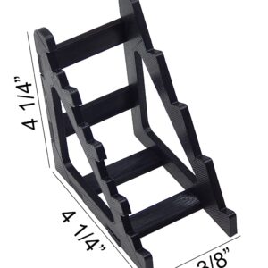 Black Knife Display Stand Rack Holder Organizer For 4 Pocket Knives - Holds Four Folded Blades - Sits On Flat Surface