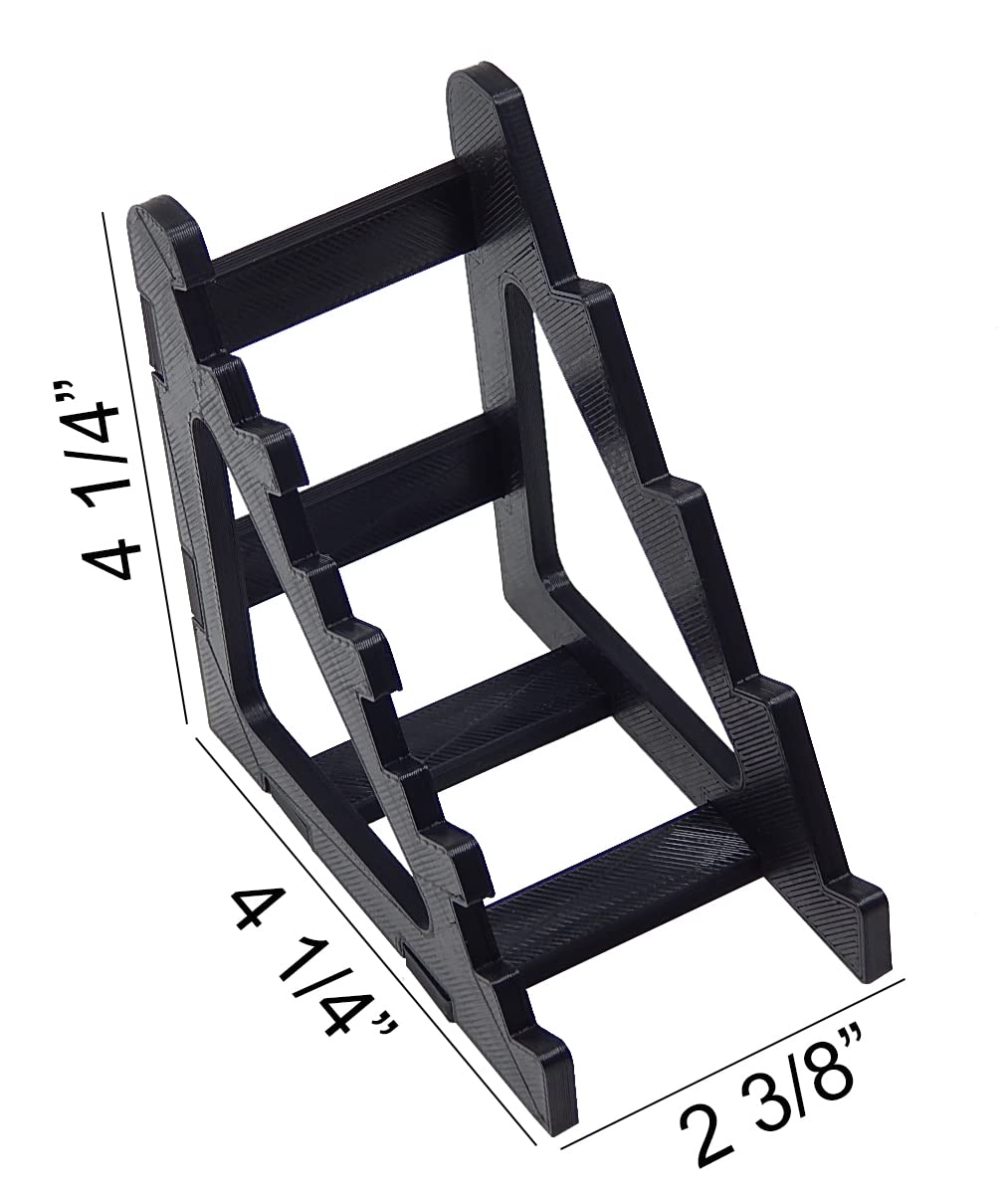 Black Knife Display Stand Rack Holder Organizer For 4 Pocket Knives - Holds Four Folded Blades - Sits On Flat Surface