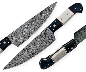 professional handmade chef kitchen knife 12 inch genuine damascus kitchen cutlery knife damascus steel cutting vegetable meat cleaver kitchen damascus chef knife, great gift chf-29