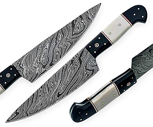 Professional Handmade Chef kitchen Knife 12 Inch Genuine Damascus Kitchen Cutlery Knife Damascus Steel Cutting Vegetable Meat Cleaver Kitchen Damascus Chef Knife, Great Gift CHF-29