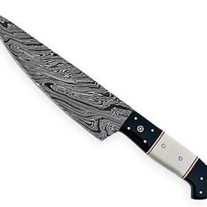 Professional Handmade Chef kitchen Knife 12 Inch Genuine Damascus Kitchen Cutlery Knife Damascus Steel Cutting Vegetable Meat Cleaver Kitchen Damascus Chef Knife, Great Gift CHF-29