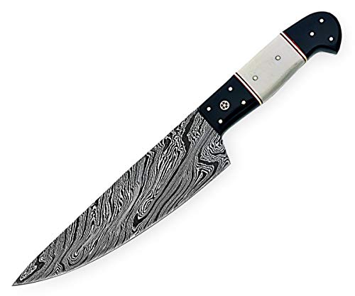 Professional Handmade Chef kitchen Knife 12 Inch Genuine Damascus Kitchen Cutlery Knife Damascus Steel Cutting Vegetable Meat Cleaver Kitchen Damascus Chef Knife, Great Gift CHF-29