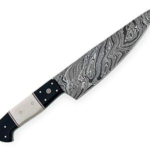 Professional Handmade Chef kitchen Knife 12 Inch Genuine Damascus Kitchen Cutlery Knife Damascus Steel Cutting Vegetable Meat Cleaver Kitchen Damascus Chef Knife, Great Gift CHF-29