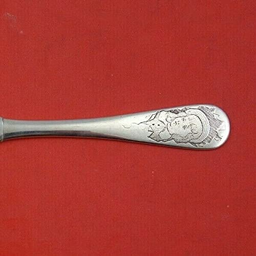 Antique Acid-Etched by Whiting Sterling Silver Child's Knife with Girl Face 7"