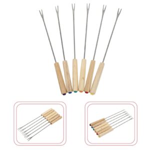 Hemoton 2Pcs hot Pot Fork Marshmallow Sticks Grilling Skewer Cake Forks Shish Kebab Grill Stainless Steel Barbecue Fork Kebab Sticks Roasting Stick Skewer raclette Tableware Chocolate Wood