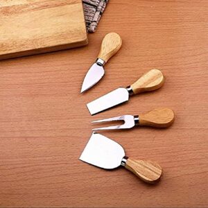 NC 4PCS in Wood Handle Stainless Steel Butter Cheese Pizza Cutter Fork Kitchen Craft Cutting Tool Set