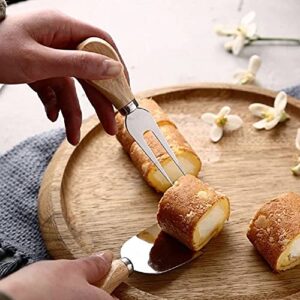 NC 4PCS in Wood Handle Stainless Steel Butter Cheese Pizza Cutter Fork Kitchen Craft Cutting Tool Set