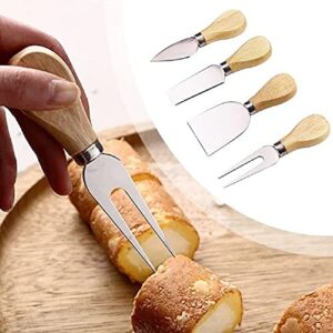 NC 4PCS in Wood Handle Stainless Steel Butter Cheese Pizza Cutter Fork Kitchen Craft Cutting Tool Set