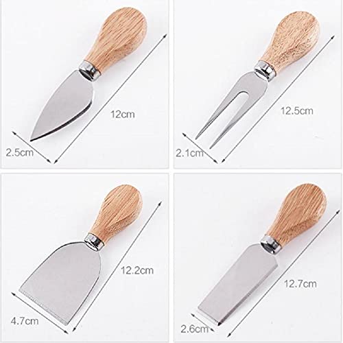 NC 4PCS in Wood Handle Stainless Steel Butter Cheese Pizza Cutter Fork Kitchen Craft Cutting Tool Set