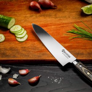 Gryffin Chef Knife 8 inch High Carbon German Steel Full tang for Kitchen with ergonomic pakkawood handle ultra sharp blade edge