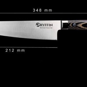 Gryffin Chef Knife 8 inch High Carbon German Steel Full tang for Kitchen with ergonomic pakkawood handle ultra sharp blade edge